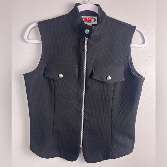 Vintage smart parts black zip up vest size small - Picture 1 of 4